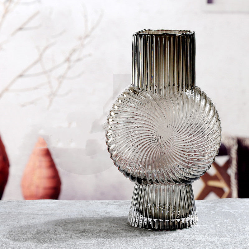 Transparent Vase, Modern Luxury Glass Design Round Table Vase Decoration