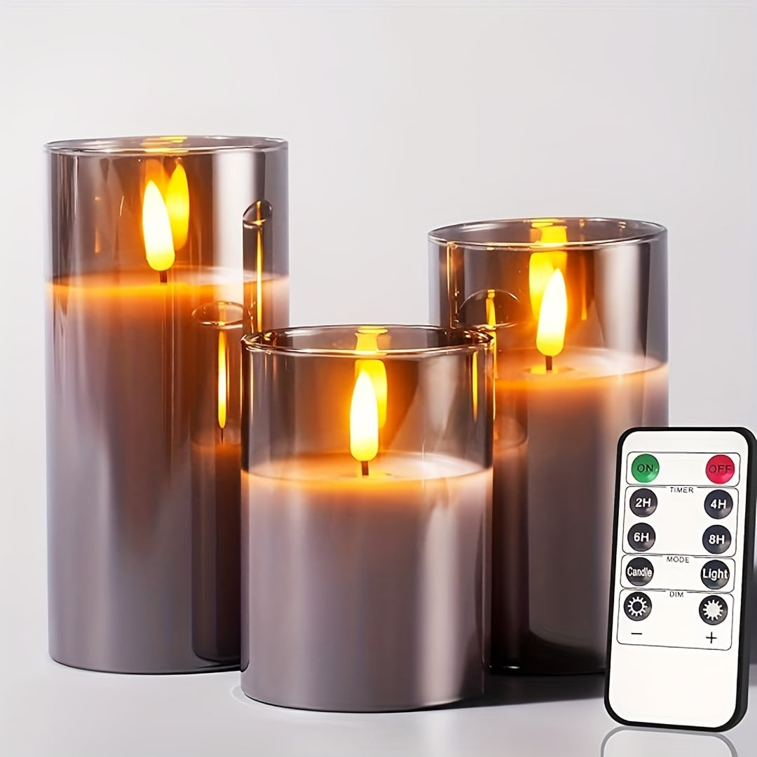 Set of 3 Flameless LED Candles with Remote