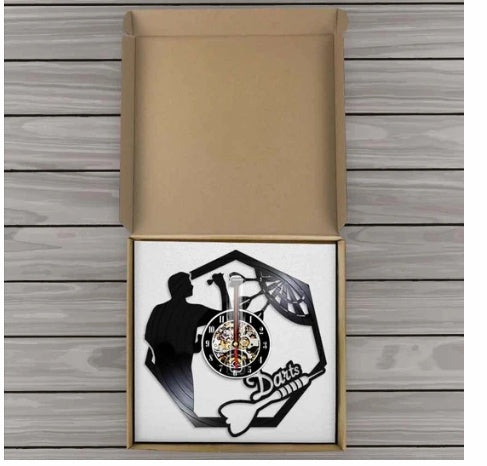 Modern VINYL Clock Nightclub Bar Darts Game Record Wall Clock