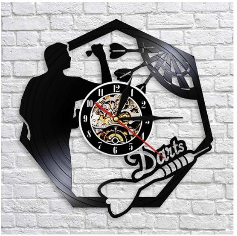 Modern VINYL Clock Nightclub Bar Darts Game Record Wall Clock