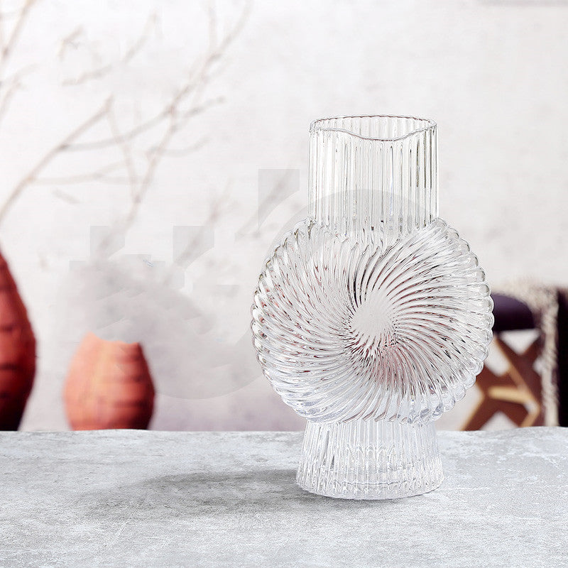 Transparent Vase, Modern Luxury Glass Design Round Table Vase Decoration