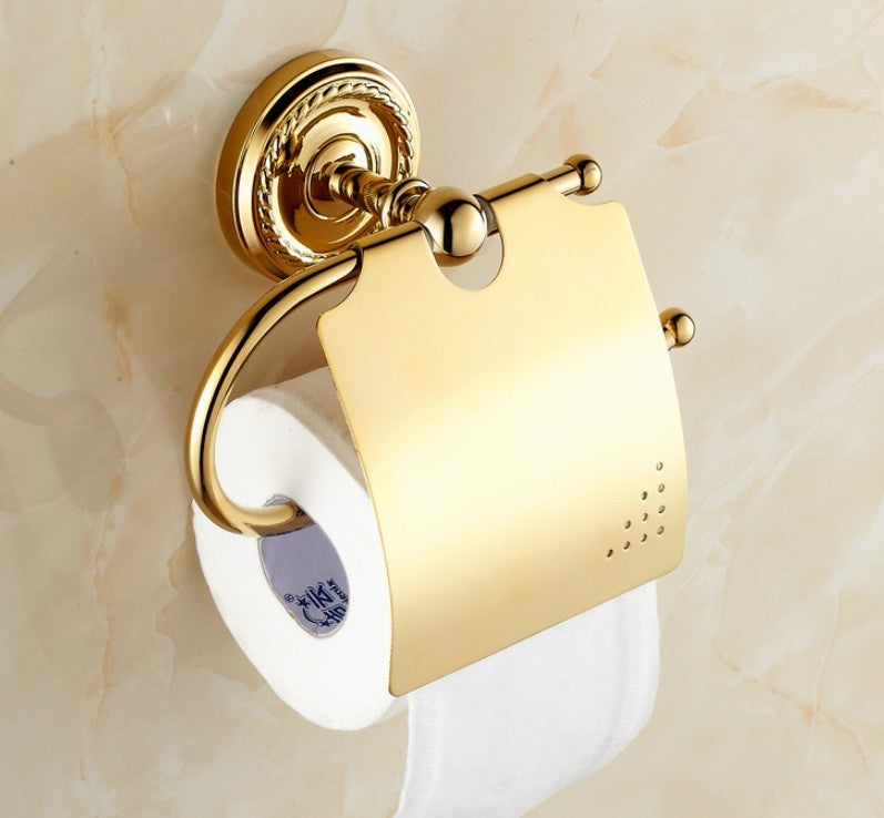 Luxury Polished Gold Wall Mounted Bathroom Toilet Paper Roll Holder