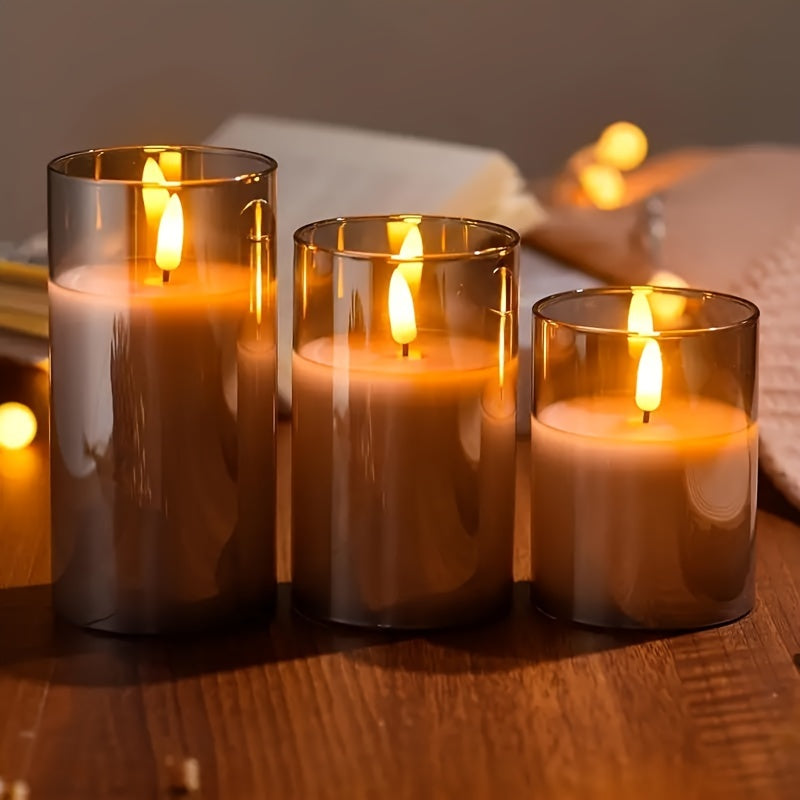 Set of 3 Flameless LED Candles with Remote