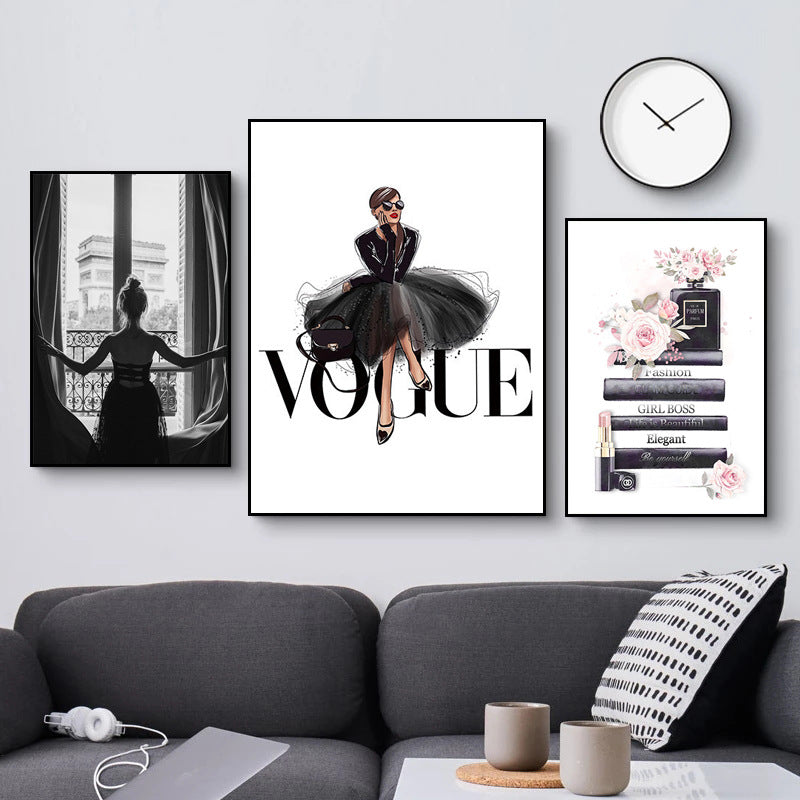 MODERN FASHION/ BEAUTY Wall Art - High Heels Books Perfume Bottle Magazine