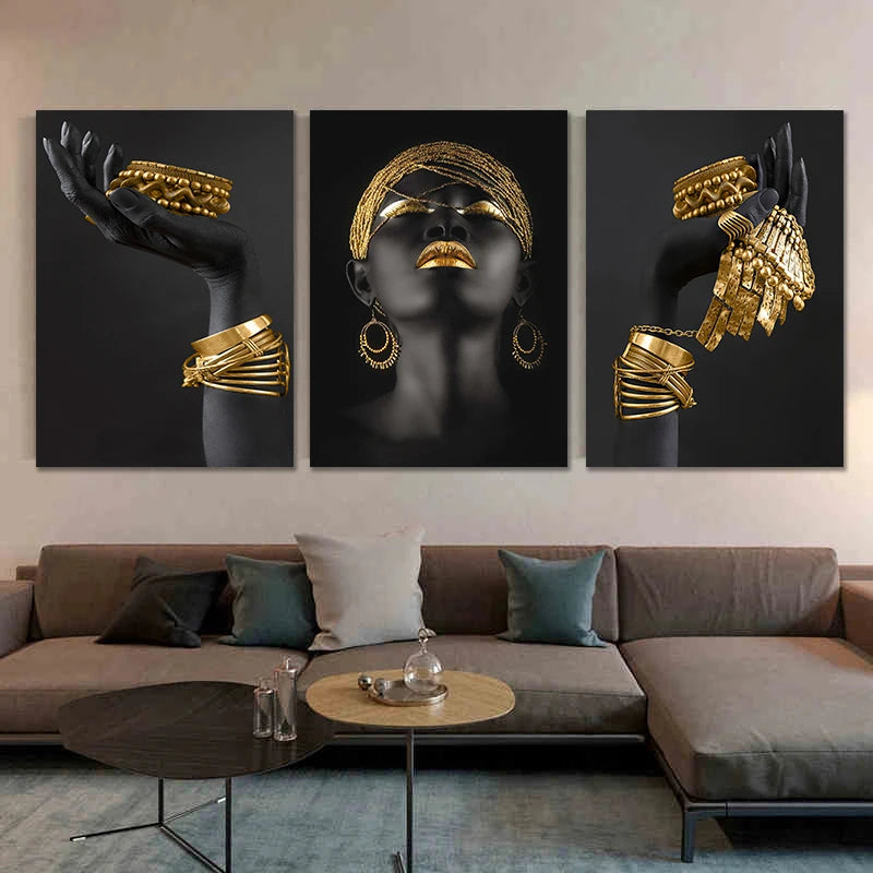 Modern Gold or Silver Wall Art w/o Frame