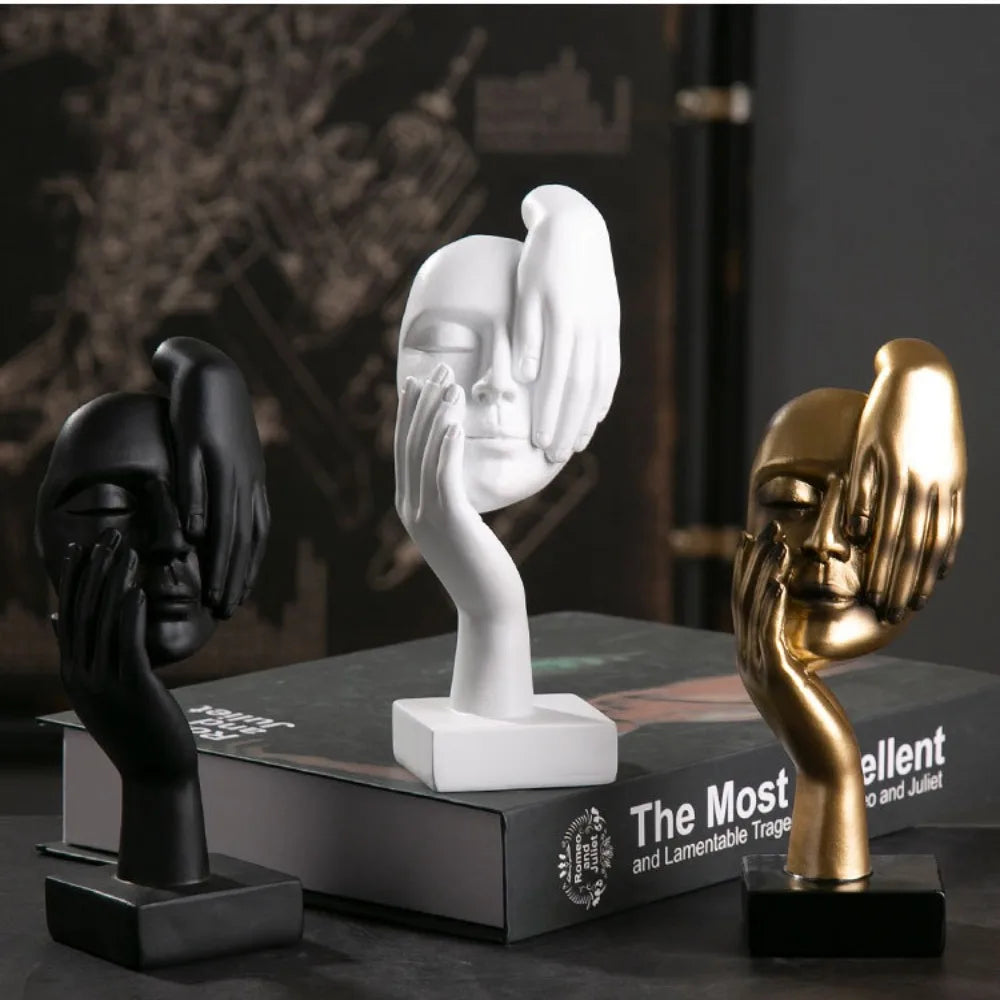 Abstract Face-Sculptures (Black, Gold & White)