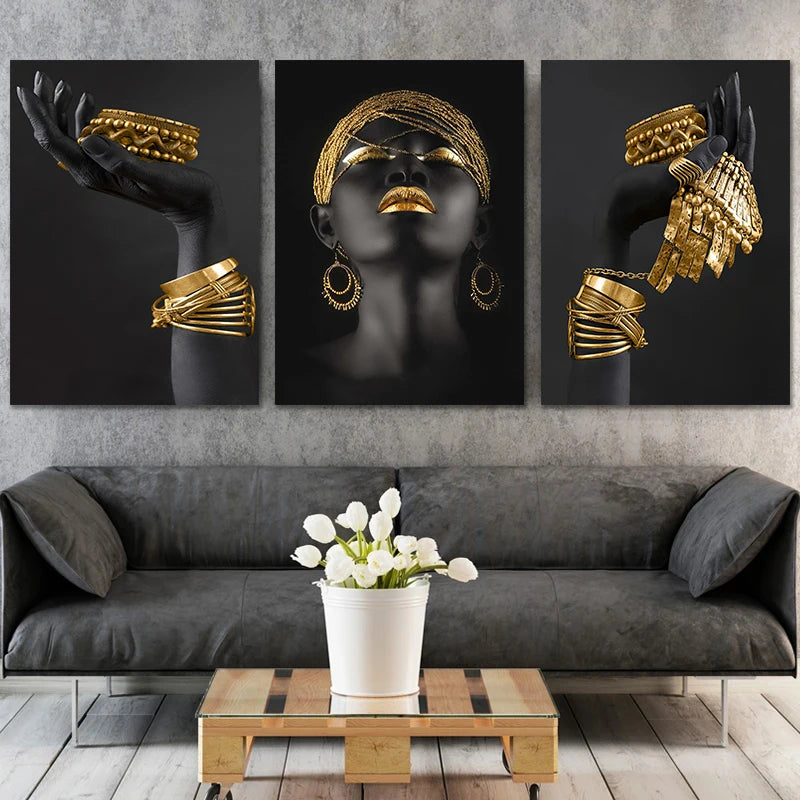 Modern Gold or Silver Wall Art w/o Frame