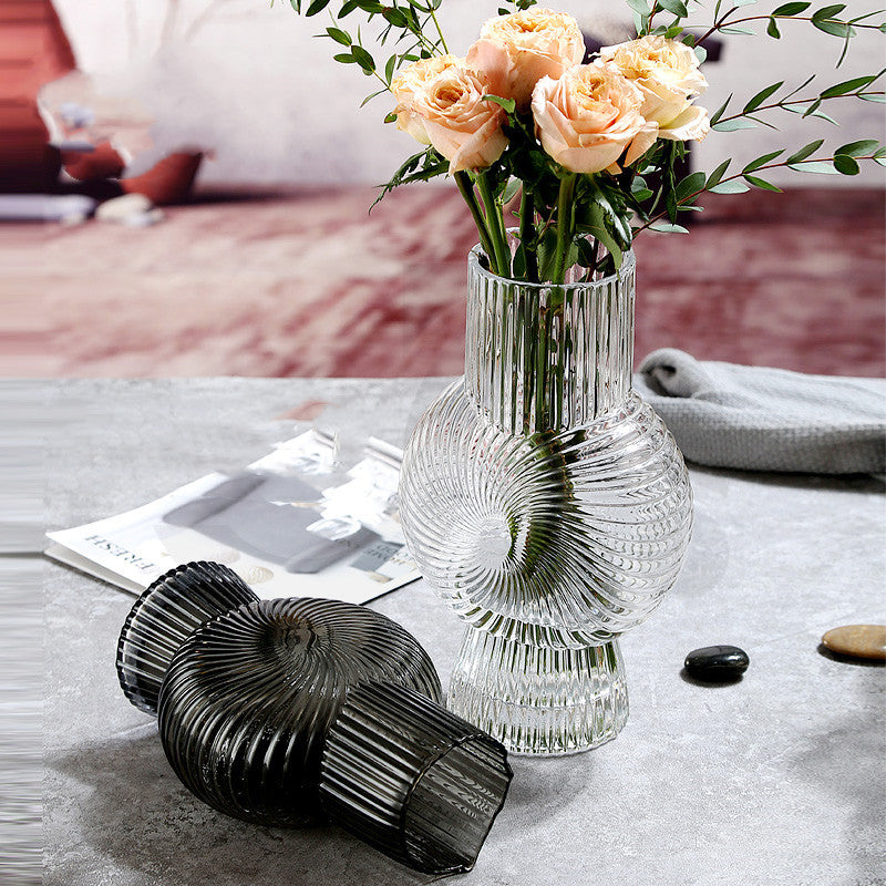 Transparent Vase, Modern Luxury Glass Design Round Table Vase Decoration