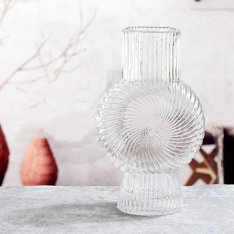 Transparent Vase, Modern Luxury Glass Design Round Table Vase Decoration